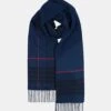 Oversized Lambswool Scarf Mackay Blue -Gloverall ABSCL MKB BDMacKayBlueBorderDarwinLWScarf 2023 300dpi RGB