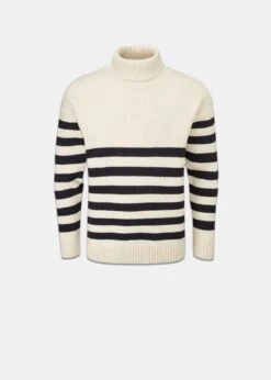 Breton Submariner Jumper Ecru With Navy Stripes