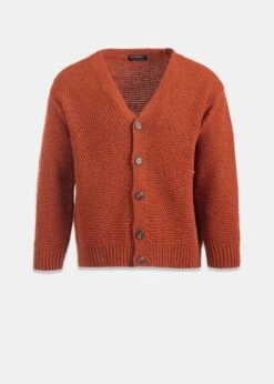Moss Stitch Cardigan Burnt Orange