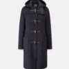 Women's Long Slim Fit Duffle Coat Navy Black Watch