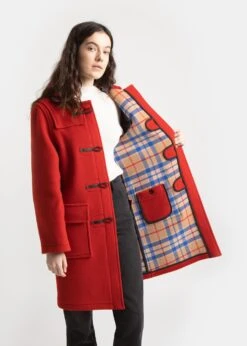 Women's Original Duffle Coat Red Thomson 12 Women's Original Duffle Coat Red Thomson -Gloverall LC3120 CTOriginalDuffle RedTartanctdetail