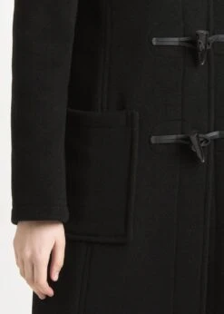 Women's Long Slim Fit Duffle Coat Black Royal Stewart -Gloverall LC4330 CTSlimFitLongDuffle BlackRoyalStewartctdetail02