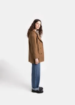 Ellen Peacoat Camel -Gloverall LS6126EllenPeacoatSS22CamelSide