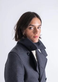 Ellen Peacoat Grey -Gloverall LS6126 GRYEllenPeacoat Grey Detail 1