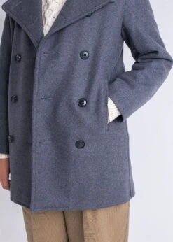 Ellen Peacoat Grey -Gloverall LS6126 GRYEllenPeacoat Grey Detail 2
