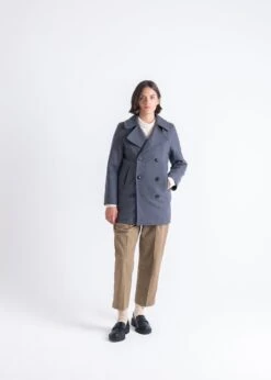 Ellen Peacoat Grey -Gloverall LS6126 GRYEllenPeacoat Grey Front 1