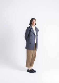 Ellen Peacoat Grey -Gloverall LS6126 GRYEllenPeacoat Grey Front 2