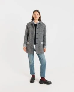 Women's George Jacket Prince Of Wales Silver 10 Women's George Jacket Prince Of Wales Silver -Gloverall LS6142POWSMODELSHOT1