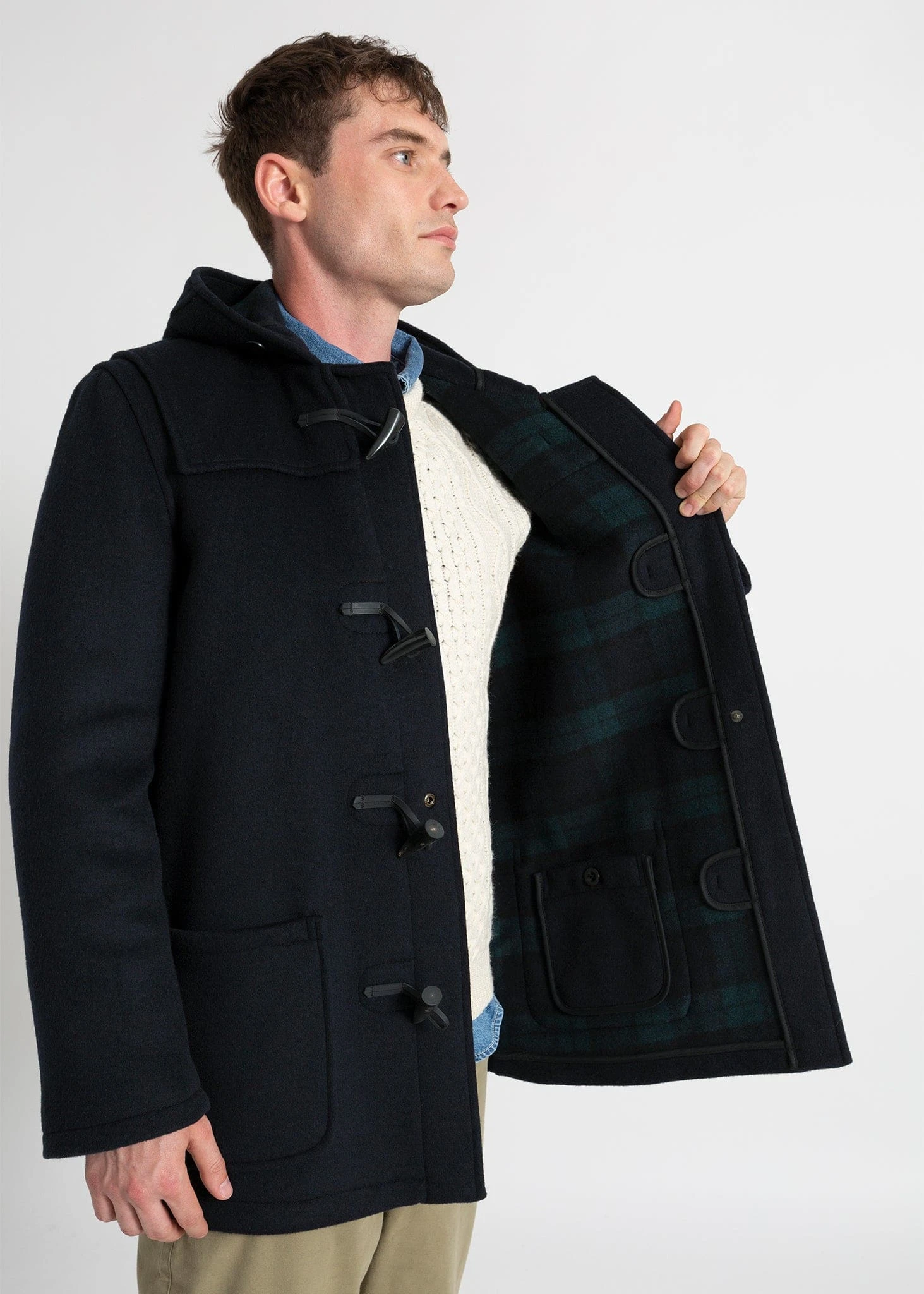 Mid Length Duffle Coat Navy Blackwatch 6 Mid Length Duffle Coat Navy Blackwatch - Image 4