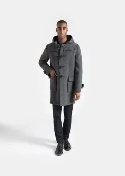 Morris Duffle Coat Grey Black Watch -Gloverall MC3512 CT CLD MorrisDuffle GreyBlackwatch 001