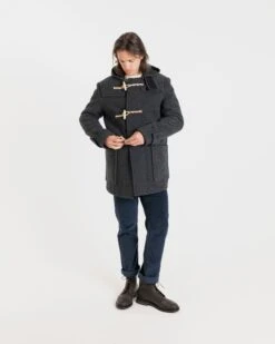 Mid Monty Duffle Coat Charcoal -Gloverall MC3577CharcoalModelShot2