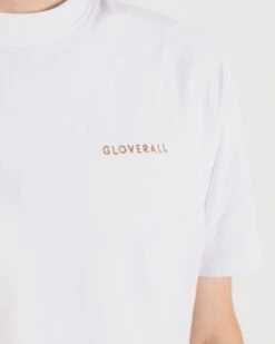 Embroidered Organic Cotton T-Shirt White -Gloverall MJ1000WHITECLOSEUP2
