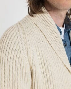 Shawl Collar Cardigan Ecru -Gloverall MK5094ECRUCLOSEUP2