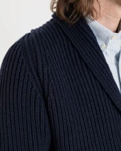 Shawl Collar Cardigan Navy -Gloverall MK5094NAVYCLOSEUP1