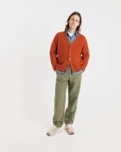 Moss Stitch Cardigan Burnt Orange -Gloverall MK5095BURNTORANGEMODELSHOT2