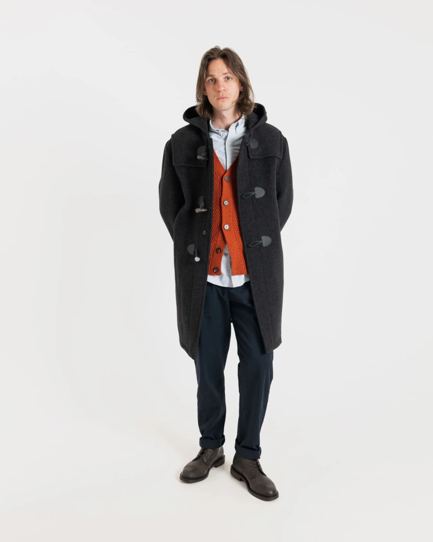 Drake Duffle Coat Charcoal 5 Drake Duffle Coat Charcoal - Image 3