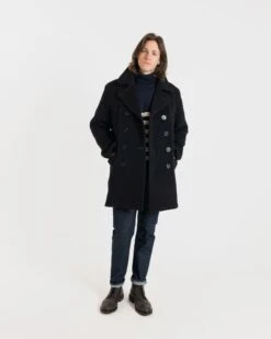 Oversized Peacoat Black Stewart -Gloverall MS5425BLACKSTEWARTMODELSHOT2