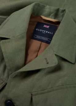 Keats Safari Jacket Khaki -Gloverall MS5440 KEATS LINEN JACKET KHAKI DETAIL 01