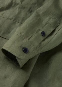 Keats Safari Jacket Khaki -Gloverall MS5440 KEATS LINEN JACKET KHAKI DETAIL 03