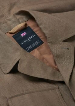 Keats Safari Jacket Tobacco -Gloverall MS5440 KEATS LINEN JACKET TOBACCO DETAIL 01