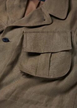Keats Safari Jacket Tobacco -Gloverall MS5440 KEATS LINEN JACKET TOBACCO DETAIL 02