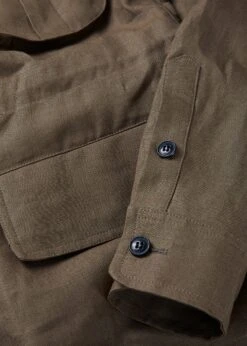 Keats Safari Jacket Tobacco -Gloverall MS5440 KEATS LINEN JACKET TOBACCO DETAIL 03