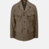Keats Safari Jacket Tobacco -Gloverall MS5440 KEATS LINEN JACKET TOBACCO FRONT