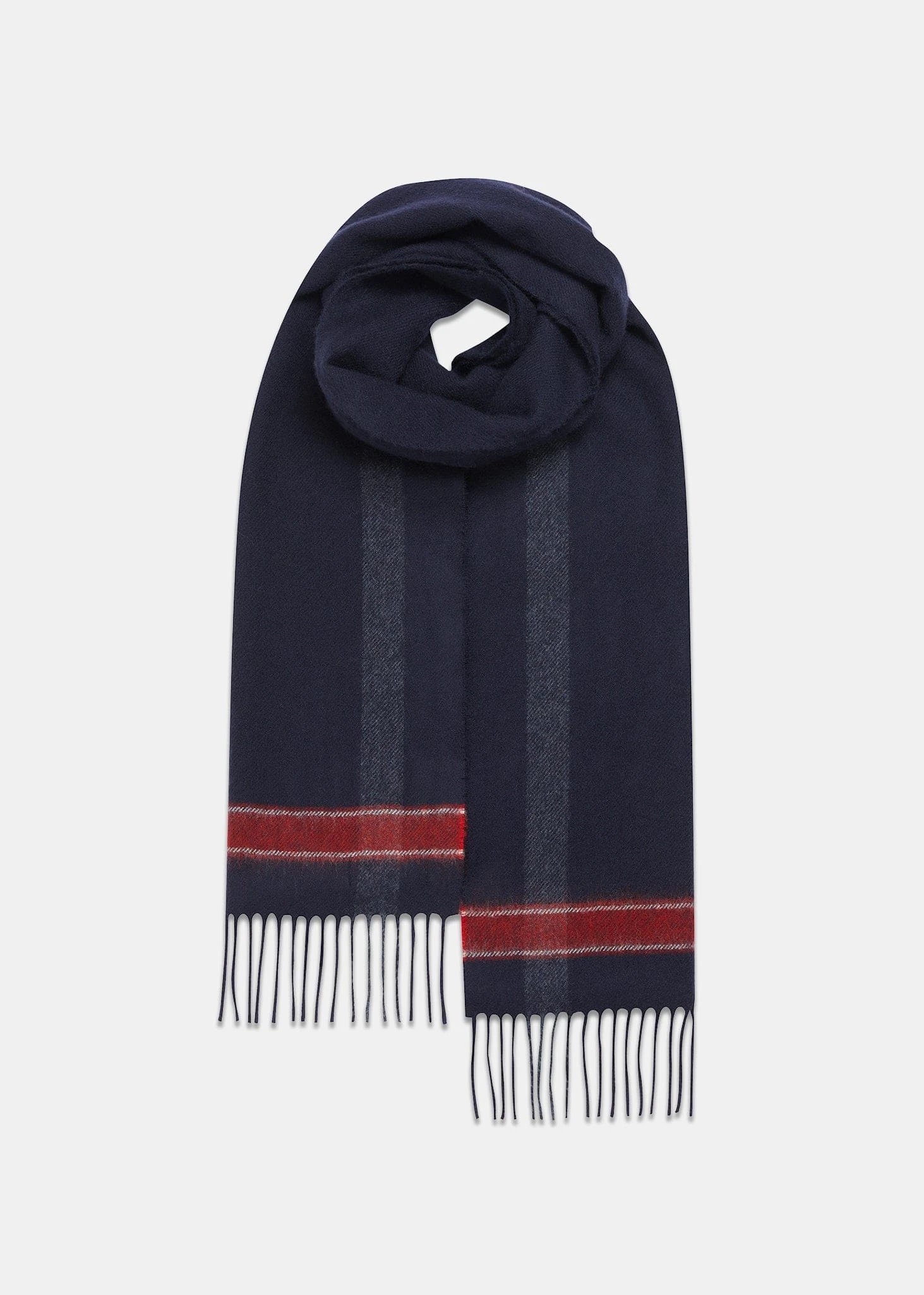 Oversized Lambswool Scarf Navy/Red 3 Oversized Lambswool Scarf Navy/Red