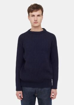 Fisherman Jumper Navy -Gloverall cableknit ribbed jumper 3 824 c30d996b 4396 41ab a399 868d9fe6a34d